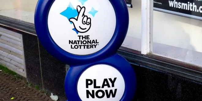 National Lottery sign outside a British shop