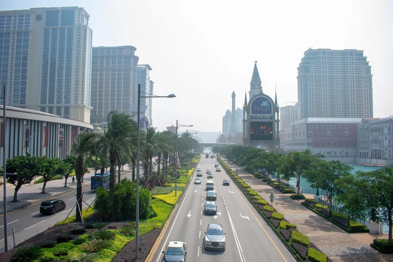 A street between Macau casino resorts